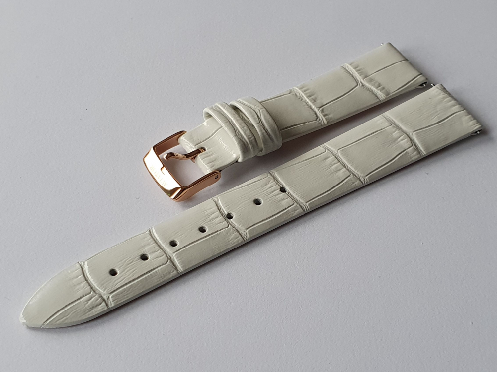 kožený remienok biely s pozlátenou prackou na dámske hodinky AVIATOR Douglas Moonflight