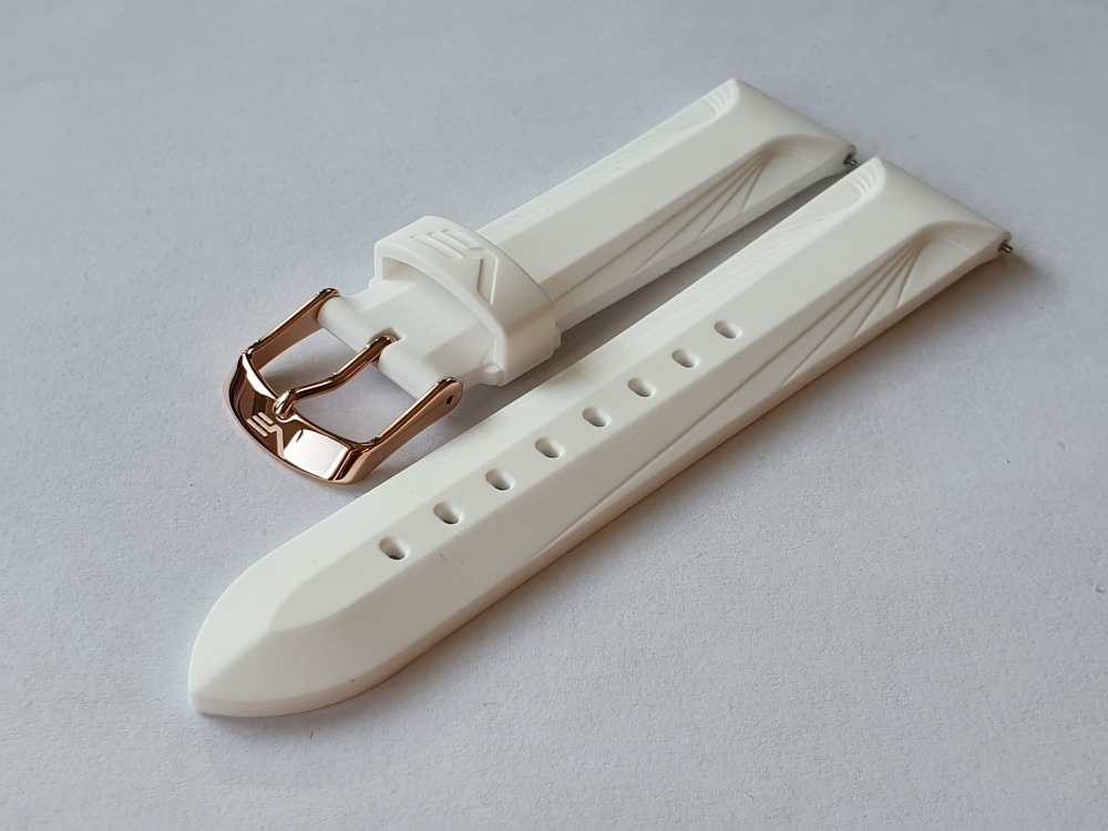 silikónový remienok biely na dámske hodinky UNDINE s pozlátenou prackou