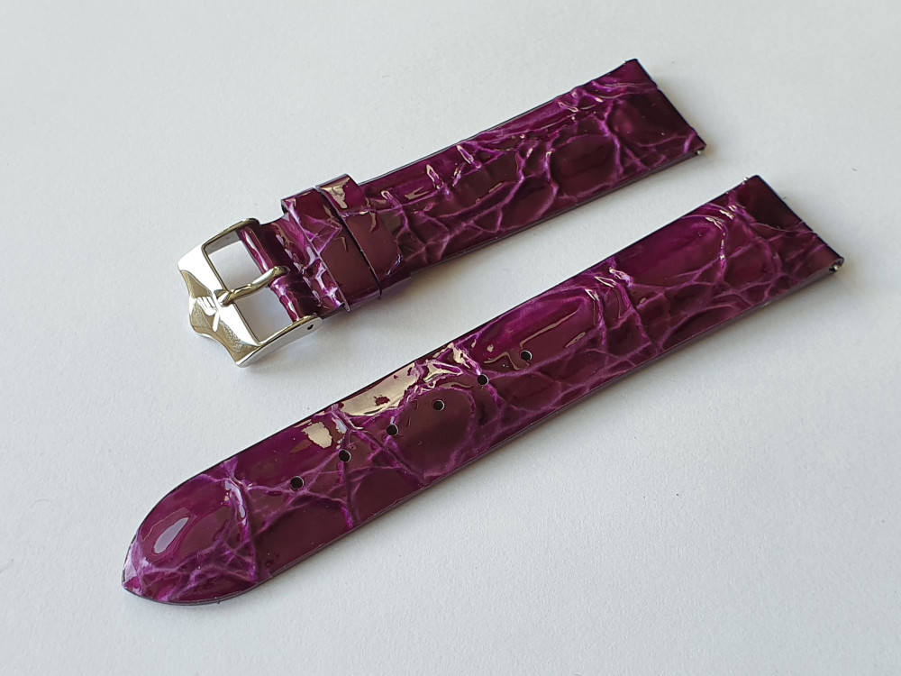 kožený remienok fialový lakovaný na dámske hodinky Rocket N-1 lady s oceľovou prackou