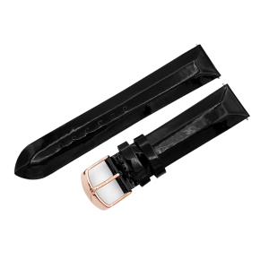 ko�en� remienok �ierny leskl� na d�mske hodinky UNDINE s pozl�tenou prackou