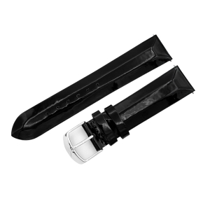 ko�en� remienok �ierny leskl� na d�mske hodinky UNDINE s oce�ovou prackou