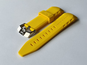 silikónový remienok žltý na model LUNOCHOD YM86-620A505 s oceľovou lesklou-matnou prackou