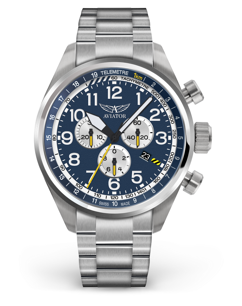 pánske letecké hodinky AVIATOR model Airacobra P45 chrono  V.2.25.0.170.5