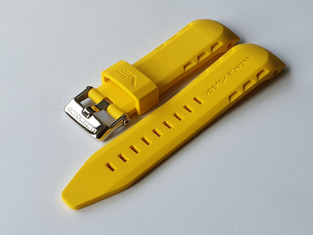 silikónový remienok žltý na model LUNOCHOD YM86-620A505 s oceľovou lesklou prackou